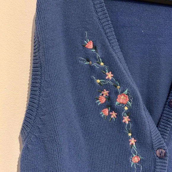 Floral Embroidered Women's Cardigan - Blue/Purple - Picture 1 of 6